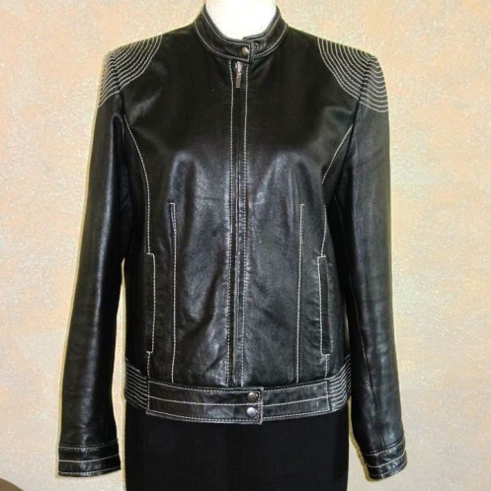 Kenar Leather Moto Jacket Vintage Sz L EUC